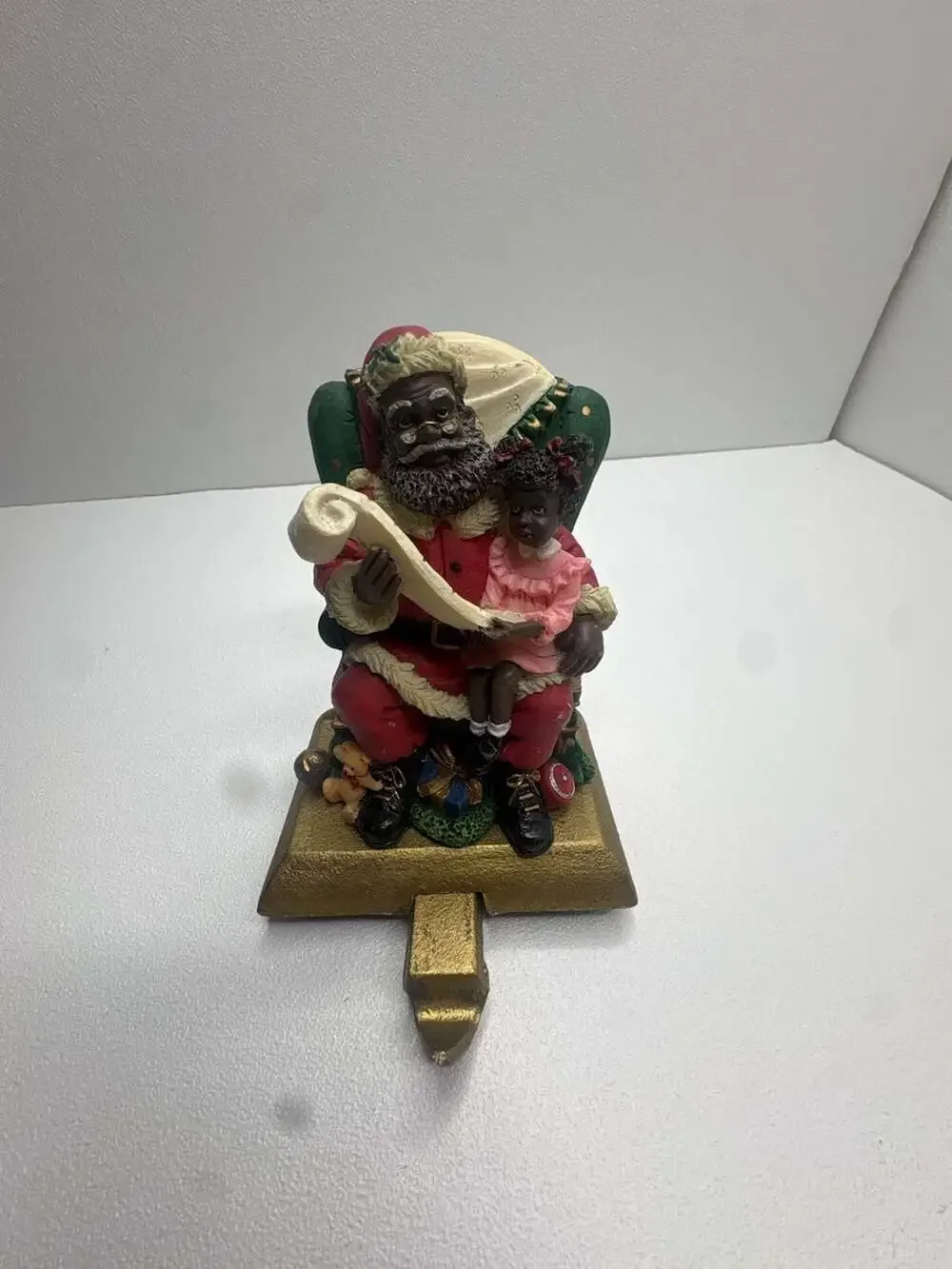 Vintage Dillard's Trimmings African American Santa  Christmas Stocking Holder